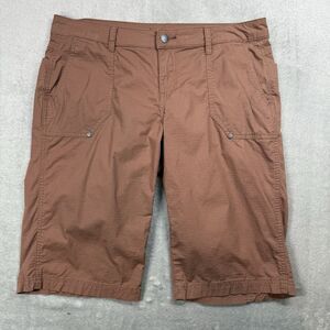 Prana Shorts Women’s 10 Brown Ripstop Organic Cotton Pockets Bermuda Summer
